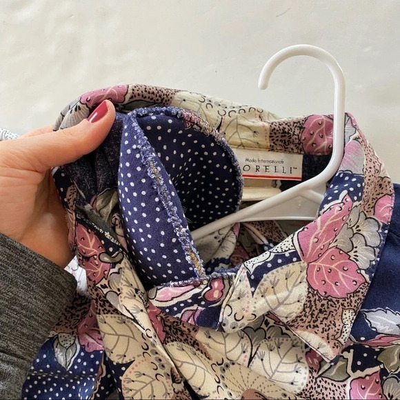 Vintage 80s Floral Printed Button Down Blouse Shoulder Pads Womens Plus Size 1X - Picture 8 of 15